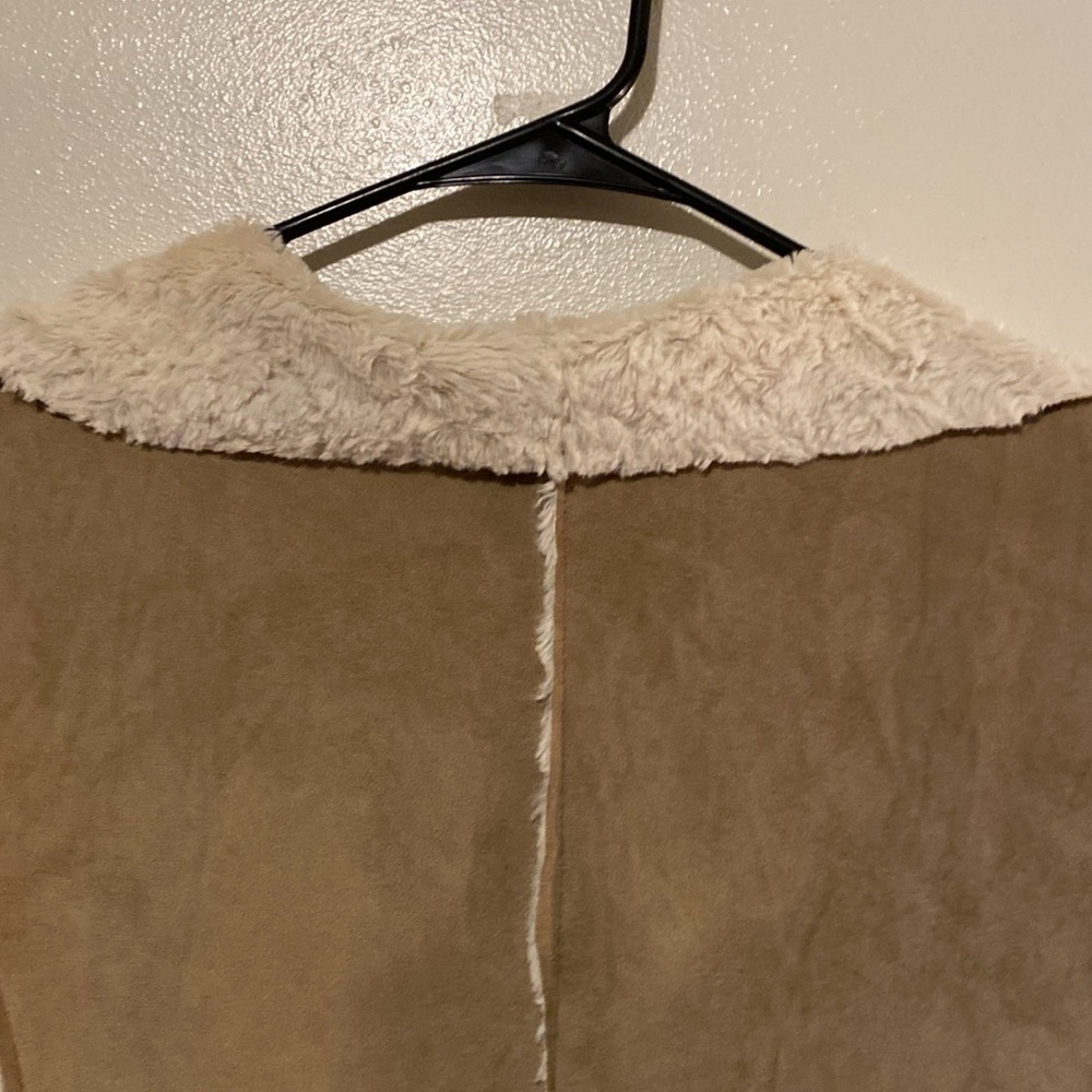 JOUJOU  S/M Tan Faux Shearling Suede-like Asymmetrical rare Vest - Picture 8 of 10